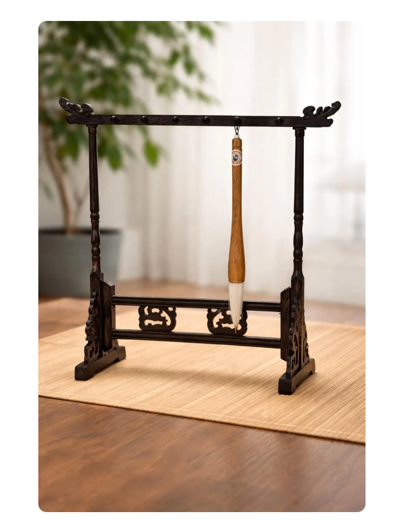 Porte-pinceaux en bois – support traditionnel pour calligraphie et peinture chinoise